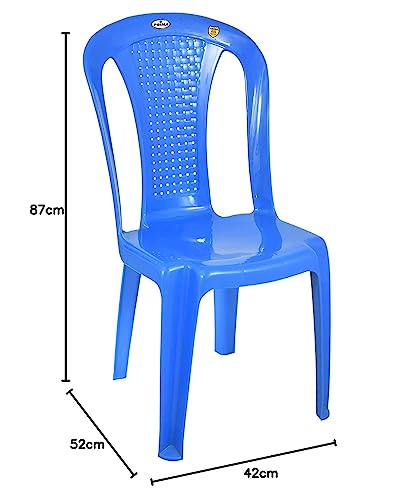 Image of Prima Plastic Chair for Living Room | Set of 2 | Chair for Home, Living Room, Multipurpose | Stackable Chair Without Arm | 100% Virgin Plastic | Chair 4003 (Blue Colour)