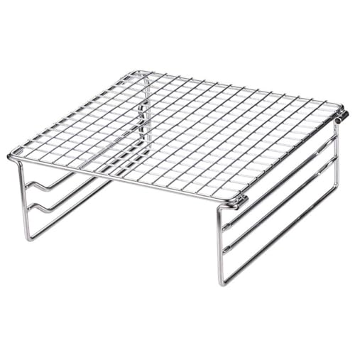 Tidevib Mini parrilla de acero inoxidable para acampar al aire libre, parrilla plegable portátil con altura ajustable para hoguera, picnic y playa