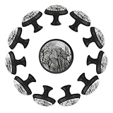 VTGHDEEQ 12-Pc,Maniglie e pomelli rotondi per cassetti,maniglie per armadi e cassetti,Albero d'epoca in bianco e nero