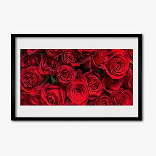 Affiche encadrée roses rouges Tulup 60x40 cm avec cadre en MDF pour décoration murale