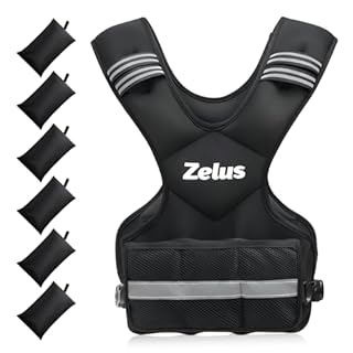 ZELUS Weighted Vest for Men and Women, Adjustable Body Weight Vest Exercise Set for Workouts, 9-14.5kg Vest with 6 Ironsand Weights for Cardio Strength Training Walking Jogging, Black