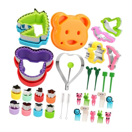 KIMISS 32 Piezas de Cortador de Sándwich y Sellador, Cortadores de Frutas de Pan de Acero Inoxidable, Huevo en Forma de Corazón con Horquillas y Cepillos para Hornear Bricolaje