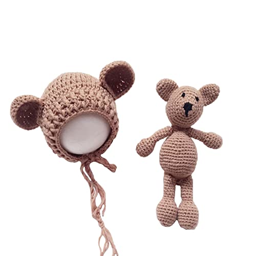Ensemble d'accessoires de photographie en tricot fait à la main pour nouveau-né, garçon et fille, kaki Cover