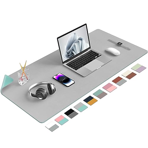 Image of Desk Mat Large Protector Pad - Multifunctional Dual-Sided Office Desk Pad,Smooth Surface Soft Mouse Pad, Waterproof Desk Mat for Desktop, Pu Leather Desk Cover for Office /Home(Grey, 36 inch x 17 inch)
