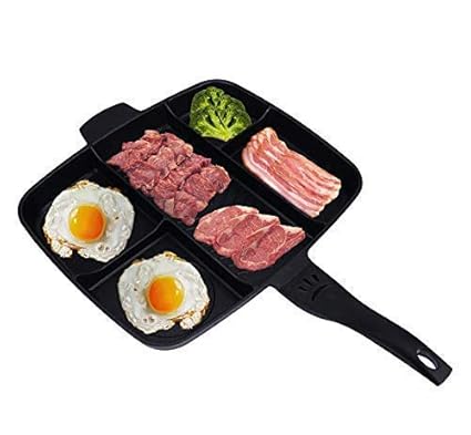 nunki trend 5 in 1 Magic Pan Multi-Purpose Separation Pot Fry Pan Non-Stick Skillet Roasting Divided Grill Pan (Black)