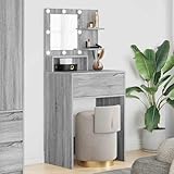 Zenithz Tech-Vanity: Schminktisch Graues Sonoma 80cm mit LED & Wireless...