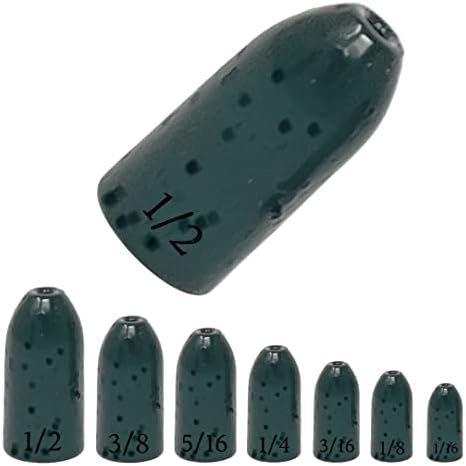 Reaction Tackle Tungsten Bullet Fishing Weights/Worm Sinkers for Bass Fishing - 3/8 Watermelon
