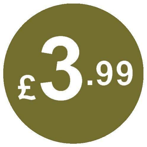 from 99p to £10 - Pack of 200 Gold 20mm Price Stickers/Sticky Labels - 40 Different Prices to Choose from (Gold £3.99)