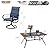 Sophia & William Patio Dining Set 7 Pieces Outdoor Metal Furniture Set, 6 x Patio Dining Swivel Chairs Padded with 1 Umbrella Dining Table for Lawn Garden (Blue)