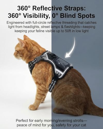 Luxelle Escape-Proof Cat Harness and Leash Set – Adjustable No Pull Soft Vest with 360° Reflective Straps, Built-in Pocket & Wrist Strap, Breathable Mesh Outdoor Harness for Cats & Kittens - Image 7