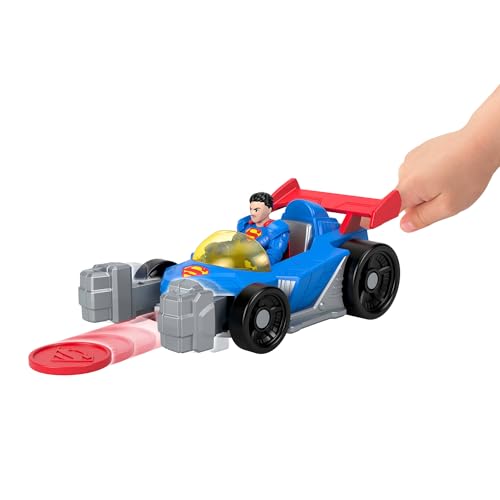 Fisher-Price Imaginext DC Super Friends Metal Force Supermobile Toy Car, 3-inch Superman Action Figure & Accessories Set, Includes Launcher & 2 Discs, JFJ69 - Image 4