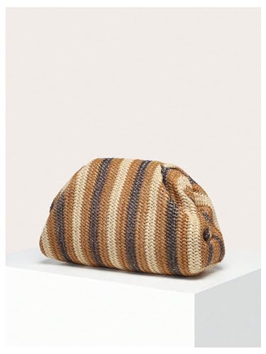 Image of Verdusa Women's Straw Woven Clutch Handbags Striped Dumpling Clutch Purses Multicolor One-Size