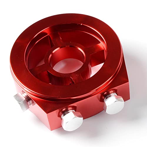 Universal M20 X 1.5 Racing Sport Jdm Aluminum Oil/Gauge Filter Sandwich Adapter Plate Kit Red Color #TOP11