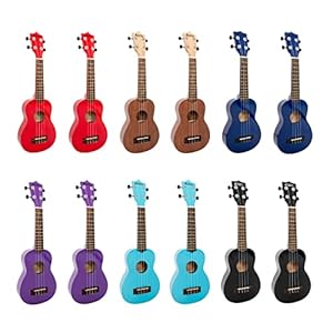 My School Ukulele 12 Pack of Soprano Ukuleles, Mixed Colours, (MYSCHOOLUKE-MX12)