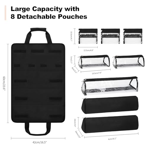 Hair Tools Travel Bag, Roll Up Tool Bag Organizer for Hair Stuff, Hairstylist Traveling Bag with 8 Detachable Zipper Pouch, Professional Cosmetology Bag for Hairdresser Barber, Heat Resistant Lining2