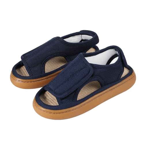 XGOPTS Diabetic Sandals for Men Wide Width Adjustable Summer Edema Swollen Slippers Soft Open Toe Surgical Shoes Anti-skid Breathable Orthopedic Footwear Elderly Sandals