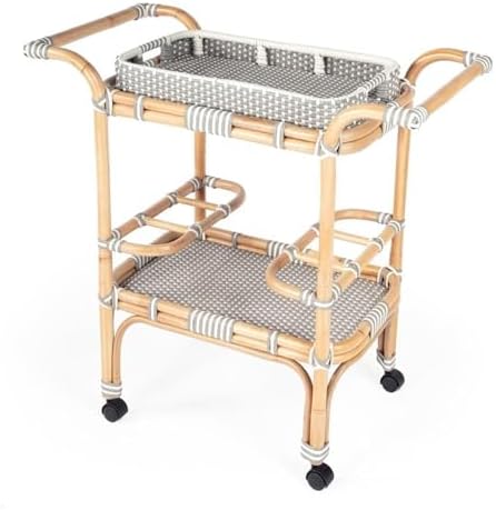 Butler Selena Grey & White Rattan Bar Cart