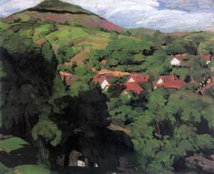 Peinture à l'huile Istvan Reti Landscape at Nagybanya 1900 36x48