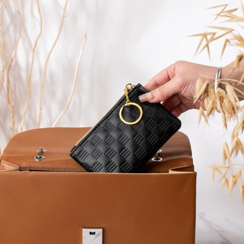 Bag Zipper Portable Key Chain Card Holder Multifunction Clutch Bag Women(Black)3