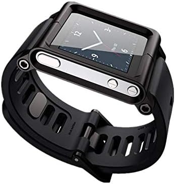 Charberry 2019 Black Aluminum Silicone Mix Multi-Touch Watch Band for iPod Nano 6/6th