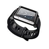 Charberry 2019 Black Aluminum Silicone Mix Multi-Touch Watch Band for iPod Nano 6/6th (A)