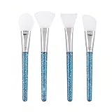 TIKIYOUN Silicone Face Mask Brush Mask Applicator Tool with 4 PCS Different Shapes Mask Brushes for Facials, Facial Brush Makeup Spatula Hairless Body Lotion and Butter Applicator Tools Blue Handle