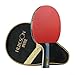 Table Tennis Racket with Double Face Sticky Rubber and Pimples-in, 4 Star Rating, Beginner Friendly and Lightweight, Includes Racket Bag (Red and Black)（Long Handle）