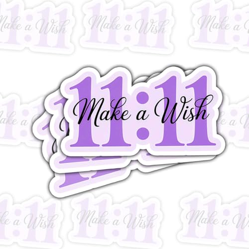 3 Pcs 1111 Make A Wish Stickers Purple Aesthetic Vinyl Decals - Motivational Manifestation Quote Stickers for Laptop Water Bottle Journal Spiritual Gift