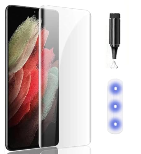 Image of MACLEN Ultra Premium HD Adavnced Glue UV Curved Tempered Glass for Samsung Galaxy S21 Ultra 5G | With HD clearity full curved edge protection and Installation Kit