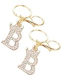 SAIXCCS 2pcs Rhinestone Initial Keychain for Women Gold Letter Keychain Keyring Bag Charm Purse Charm for Wallet Handbag (B,Women,Count,China,2)