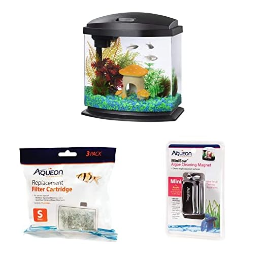 Aqueon LED MiniBow Aquarium Kit, Black, 2.5 Gallon Bundle