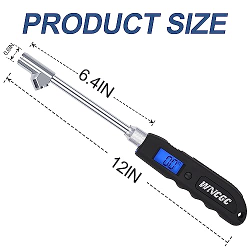 WNCGC 2 Pack Digital Tire Pressure Gauge, 230 PSI 4 Models Heavy Duty Dual Head Stainless Steel Air Pressure Gauge with Larger Backlit LCD Display and Flashlight