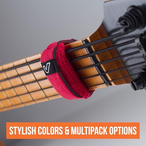 Image of Gruv Gear Fret Wrap & Guitar Mute, Fretwrap for Acoustic, Electric & Bass | String Dampener Recording, Tapping & Practice Accessory (3 Pack, Small Red, Fits 4 String Bass, 6 String Guitar)
