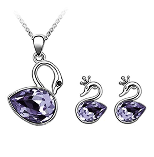 Preisvergleich Produktbild Inception Pro Infinite - Schmuckset - Halskette - Damenohrringe - lila Farbe - Schwan