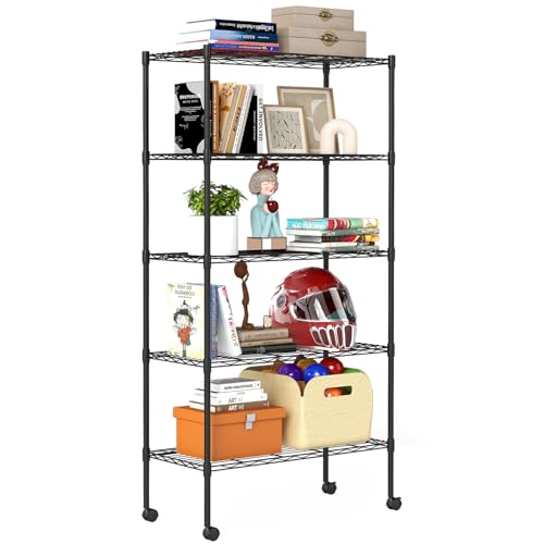 BestOffice | 5-Tier Wire Storage Shelves with Wheels | 14