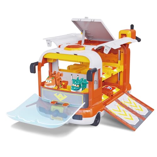 Super Wings Dinosaur Adventure Mini Base, Transforming Playset with Camping Scene & 2 Dino Bots STEGO & Tino, Season 9 Role Play Toys for Kids, Gifts for Boys & Girls Age 3+