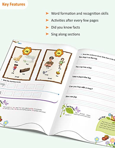 Image of Woodsnipe Tiny Blossoms - English C | Phonics Book with STICKERS for UKG | Age 4-6 Years | Learn Vowels and Consonants, Rhyming Words, Vocabulary, Word tracing, Sight words | In line with NEP 2020
