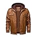 WULFUL Men's Leather Jackets, Faux Leather Jacket for Men Lapel Zip-Up Slim Fit Coat