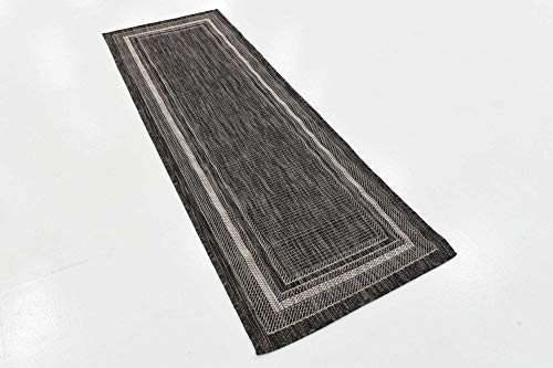 Tapete Unique Loom Outdoor Border 60x185 cm Negro/Marfil miniatura 3