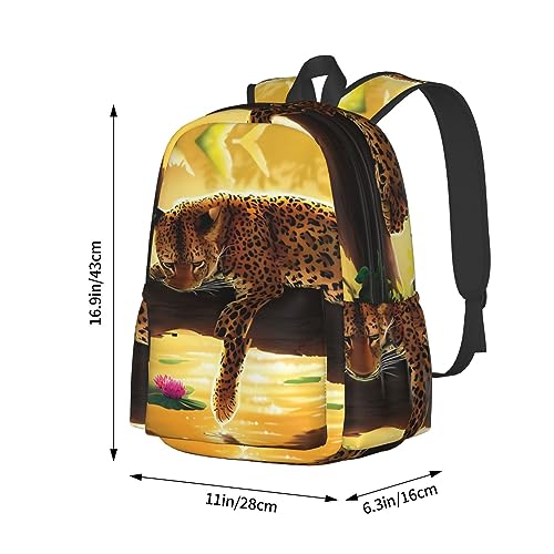 Sac à dos imprimé léopard imperméable et léger à grande capacité