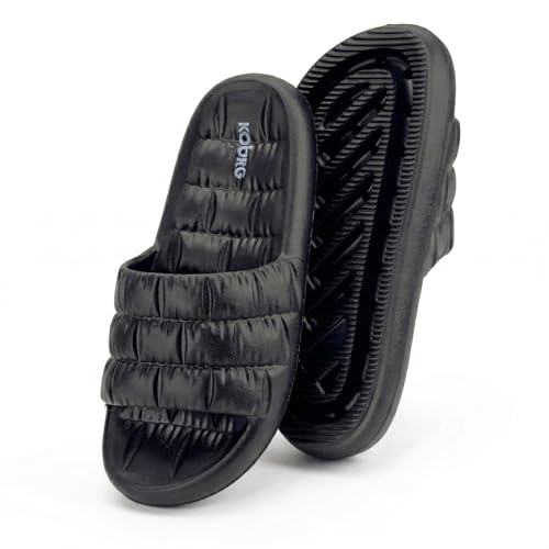 KOBURG Ultra Slides For Women| Stylish | Comfy | Super Soft | Ultra-Light | Eva | Slippers | Flip Flops For Women Kf-454, Black