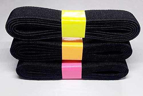 3 Yards 1/2" 3/4" 1" Assorted Mixed Size Black Flat Elastic Band Sewing Clothing Accessories Nylon Webbing Garment Trousers Costumes Craft Diy (Black) #TOP3