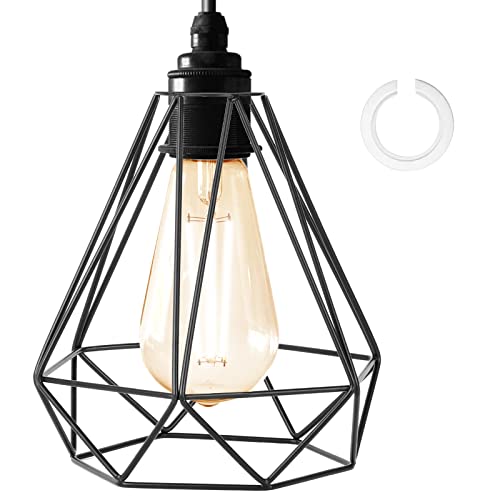 Kinsinder Vintage Käfig Draht Lampenschirm, Vintage Lampenschirm, Retro Industrielle Metall DIY Stehlampe Pendelleuchte für Küchen Loft Flur Schlafzimmer Bar Café Laden Salon Restaurant (Schwarz)