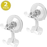 LUXEAR Shower Hooks Clear Plastic Suction Cups Hooks Bathroom Razor Holder for Kitchen Office Squeegee Window Glass Door Wreath Hanger Home Accessories Organizer Reusable Removable - 2 Pack