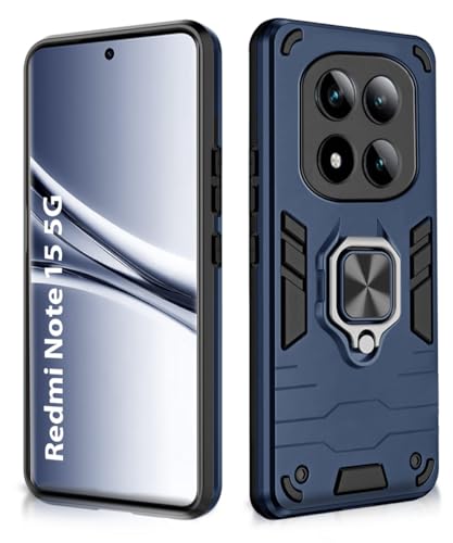 Image of WOW IMAGINE Shock Proof Back Case Mobile Cover for Mi Redmi Note 15 5G 2025 | Poco M8 5G | Back Cover Case (Tough Armor | Hybrid PC + TPU | Ring Holder & in-Built Kickstand | Blue)