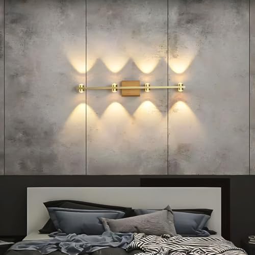 Image of Groeien 8 LED Golden 8 watt Up /Down Wall Sconce Bathroom Vanity Indoor Outdoor Light Fixtures for Mirror, Hallway,Bedroom,Indoor Wall Light(DualArc-8LED)
