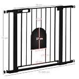 PawHut 76H cm bariera bezpieczeństwa dla zwierząt z automatycznym zamykaniem drzwi system podwójnej blokady 75-103 cm stal i czarny ABS