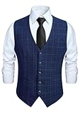 gilet de costume femme bleu marine Caractéristi: Carreaux à schéma, sans manches, V col, sangle de taille réglable dans le dos pour un ajustement parfait, 2 vraies poches pratiques, 1 vraie poche poitrine, 5 simple boutonnage boutons. Ce gilet/gilet de costume pour homme peut être assorti à vos chemises habillées ou à votre costume, de sorte qu'il peut vous donner un look élégant, messieurs, beau et mystérieux, tout en améliorant votre profil.