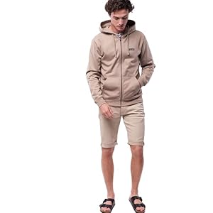 Teddy Smith Gilet pour Homme – Modèle G-Narky Hoody Z – Motif Uni – Beige – Taille L
