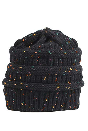 jowiha Gorro de punto para mujer, sin forro, con lunares, talla única Negro Talla única Cover